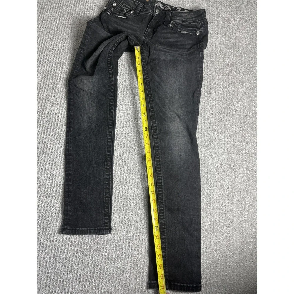 Miss Me Jeans Womens 28x30 Black Signature Skinny Embellished Pockets Bling - Picture 11 of 13